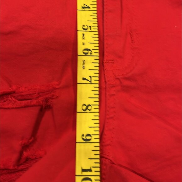 Track 23 Red Distressed Fashion Denim SuperStretch Shorts, Size 3, 9.5" Mid Rise - Picture 3 of 4